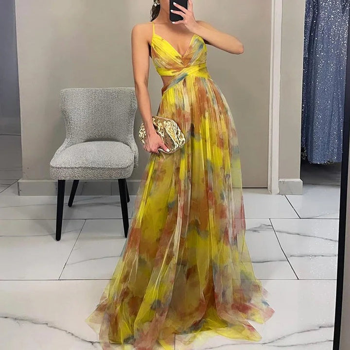 Giselle - Magnifique robe longue avec impression florale