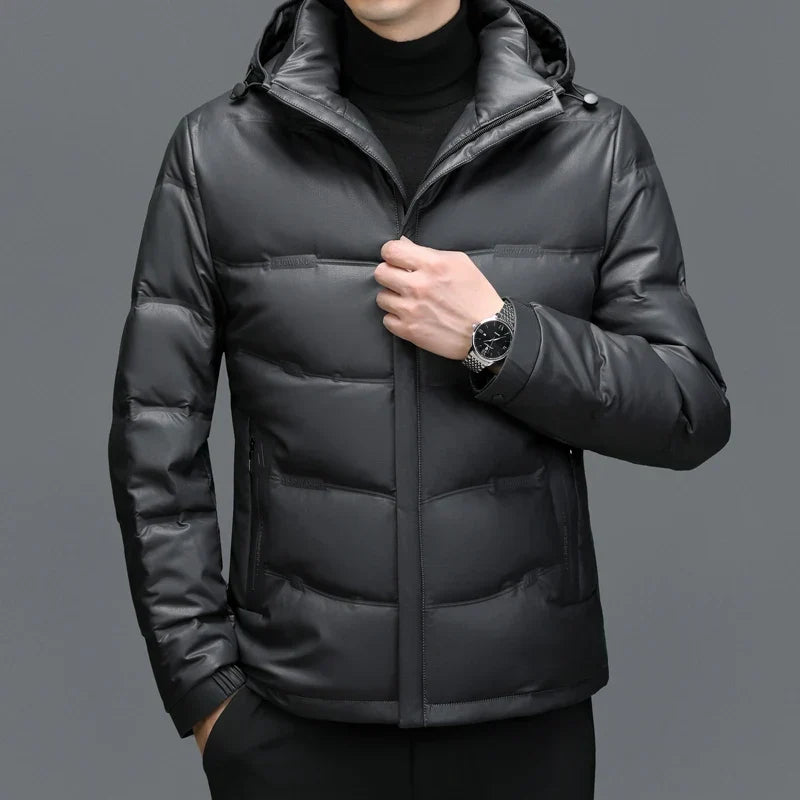 Belmont Genuine Leather Duck Down Jacket