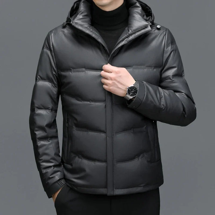 Belmont Genuine Leather Duck Down Jacket