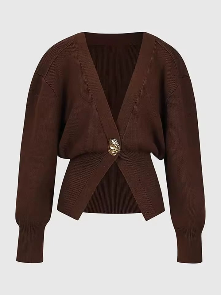 Cardigan Slim Fit en Tricot à Col V Profond