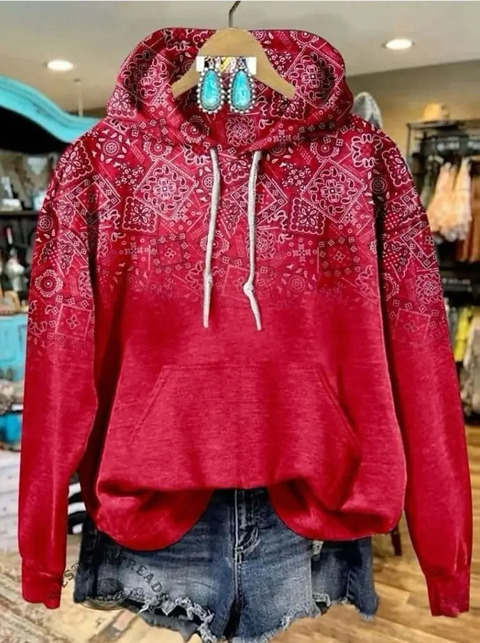 Ruby Bandana Paisley Quilted Hoodie