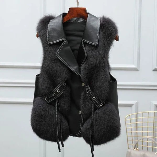 Gilet sans manches en fausse fourrure