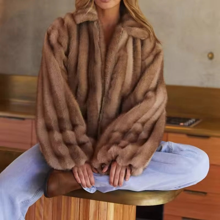 Veste ample en fausse fourrure pour l'hiver