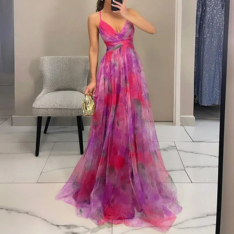 Giselle - Magnifique robe longue avec impression florale