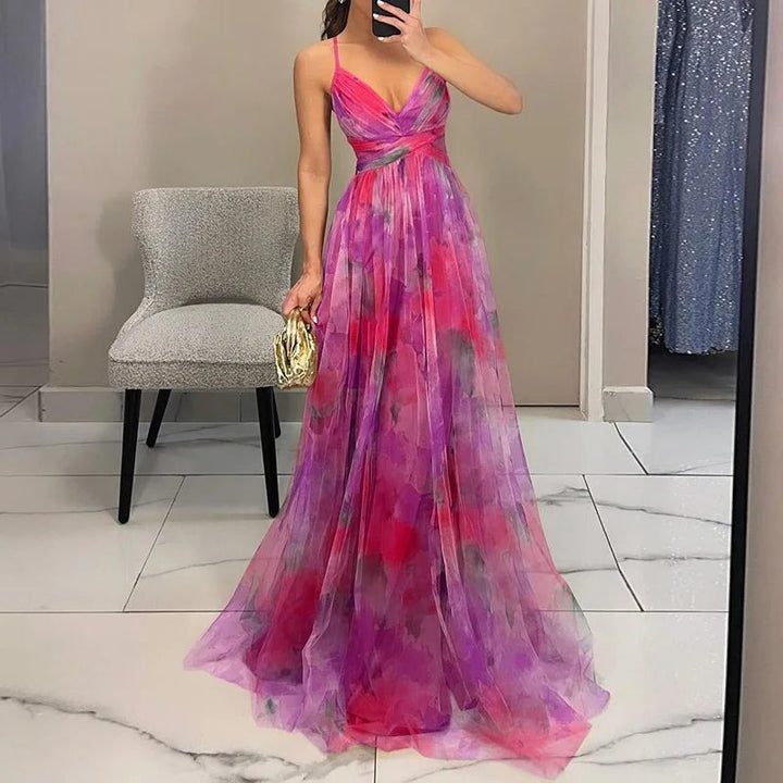 Giselle - Magnifique robe longue avec impression florale