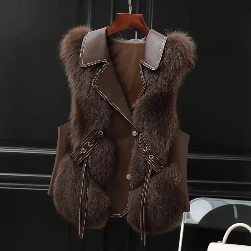 Gilet sans manches en fausse fourrure