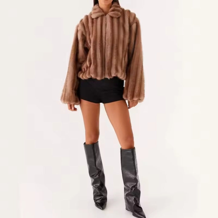 Veste ample en fausse fourrure pour l'hiver
