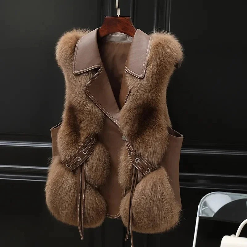 Gilet sans manches en fausse fourrure