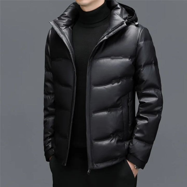 Belmont Genuine Leather Duck Down Jacket