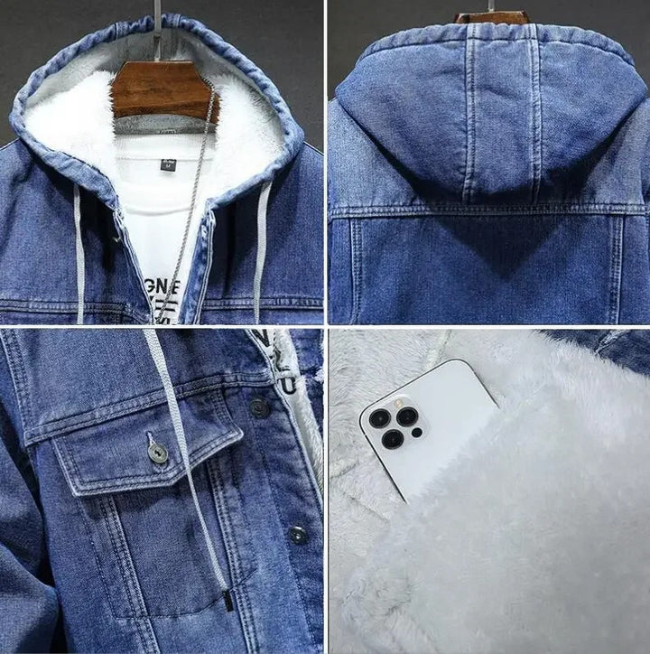 Veste à capuche en jean avec intérieur polaire