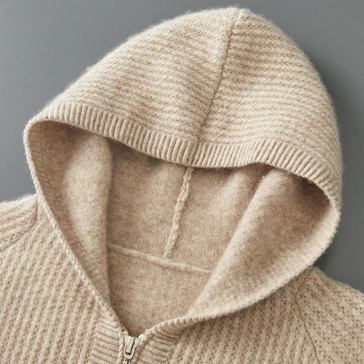 Sweat à capuche zippé en cachemire