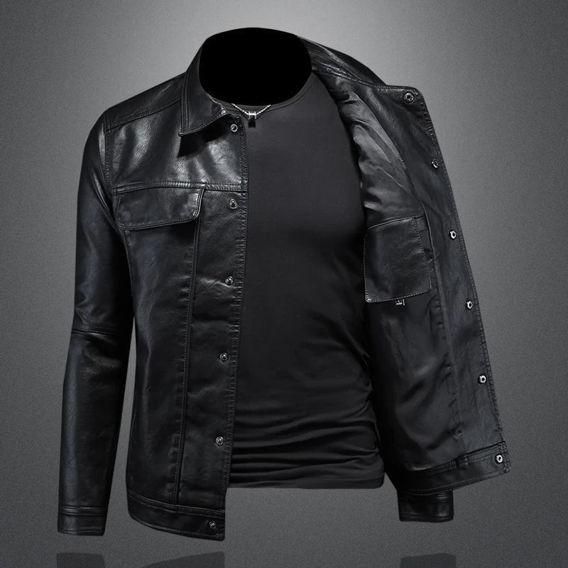 Veste en cuir haut de gamme style motard
