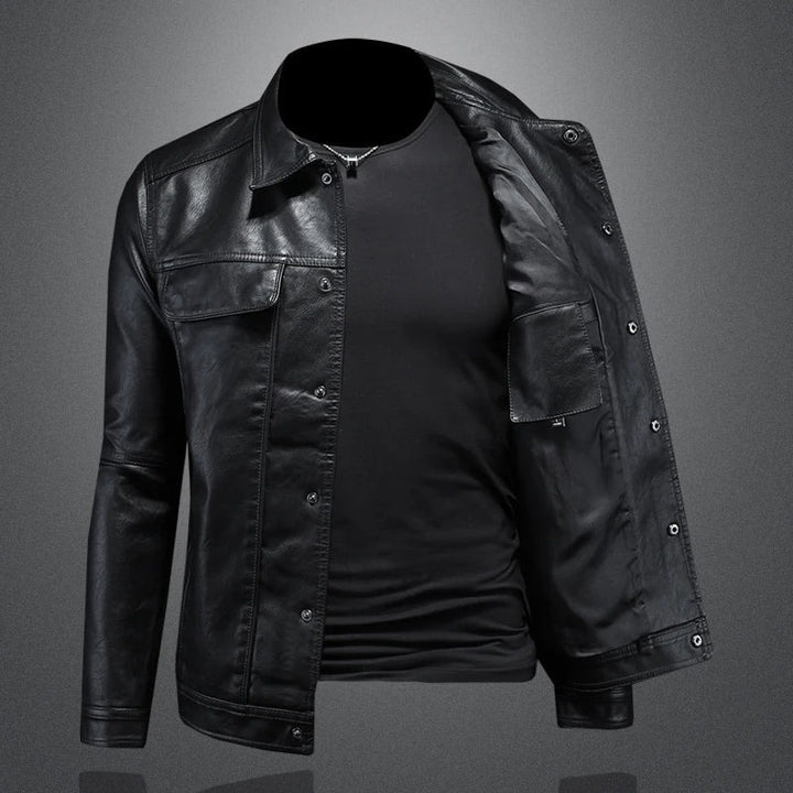 Veste en cuir haut de gamme style motard