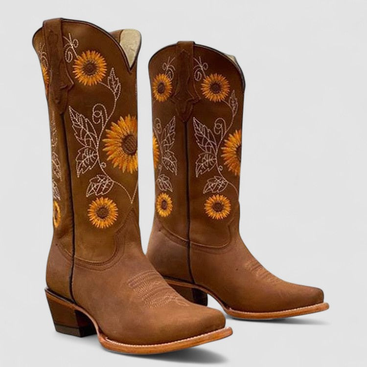 Daisy | Sunflower Embroidered Cowboy Boot