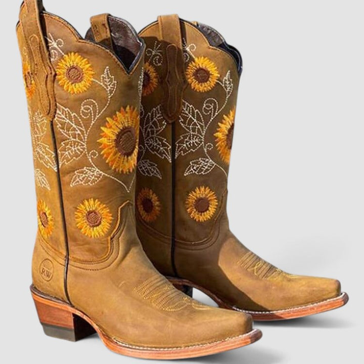 Daisy | Stivale da Cowboy Ricamato con Girasole