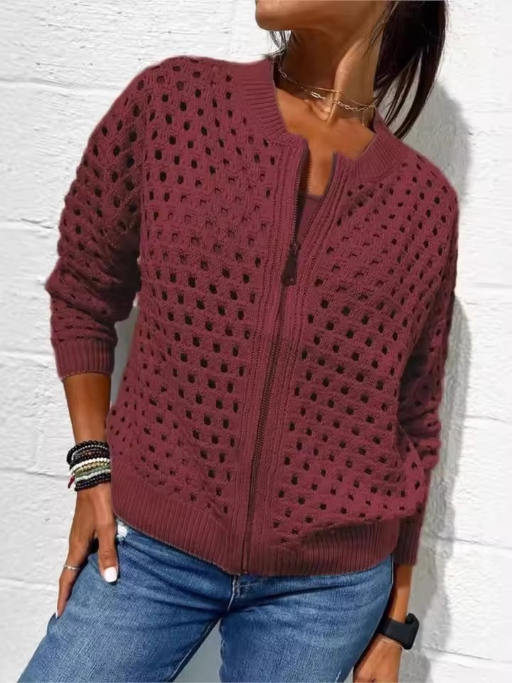 Veste tricotée ajourée pour femme