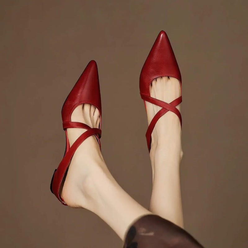 Mule en cuir à brides croisées