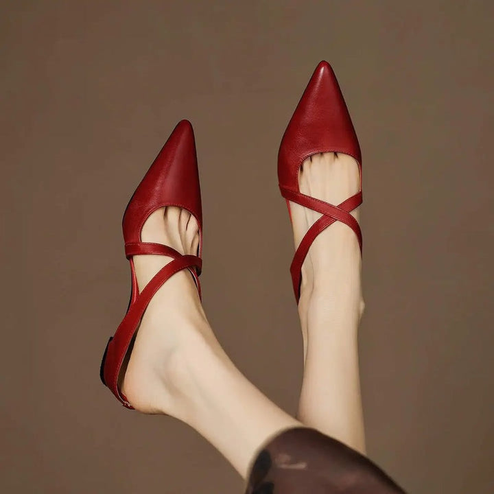 Mule en cuir à brides croisées