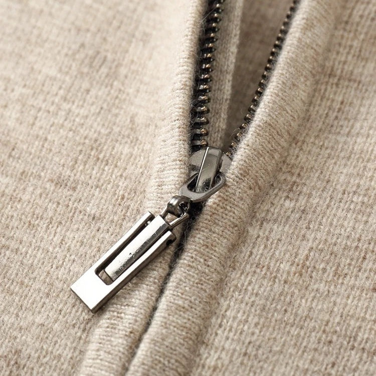 Sweat à capuche zippé en cachemire