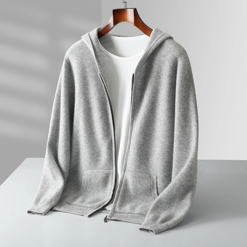 Sweat à capuche zippé en cachemire