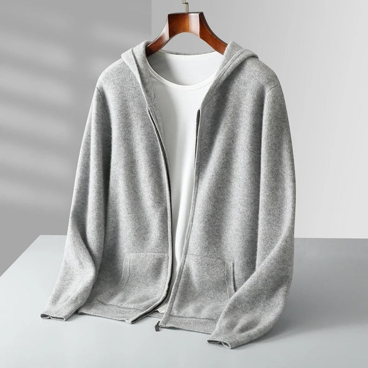 Sweat à capuche zippé en cachemire