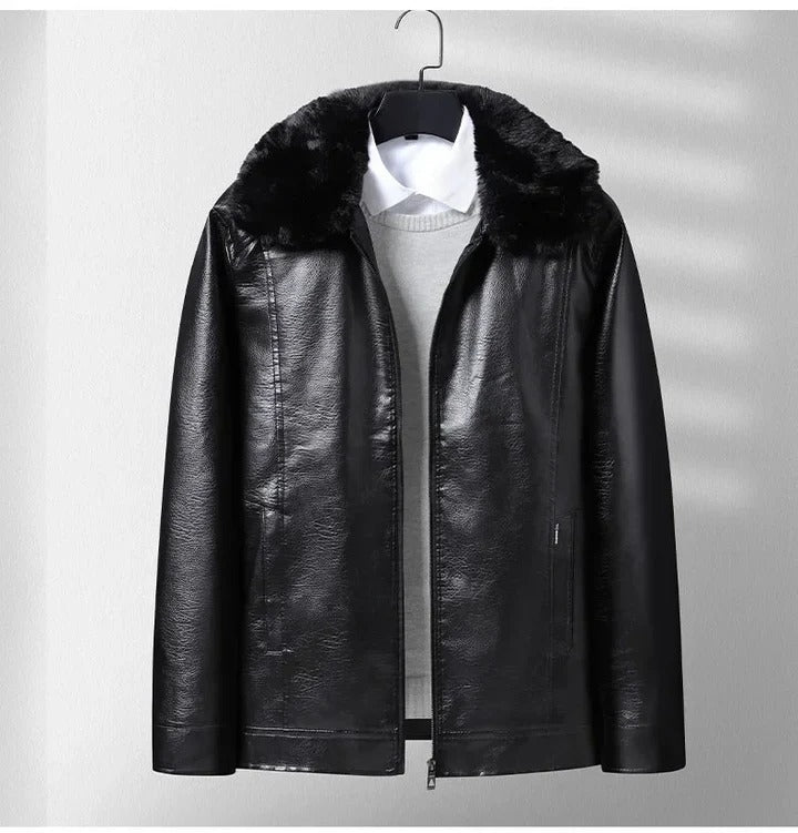 Veste en cuir molletonné épais