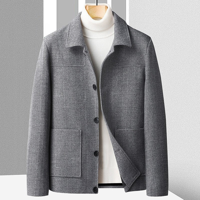 Manteau en laine à chevrons