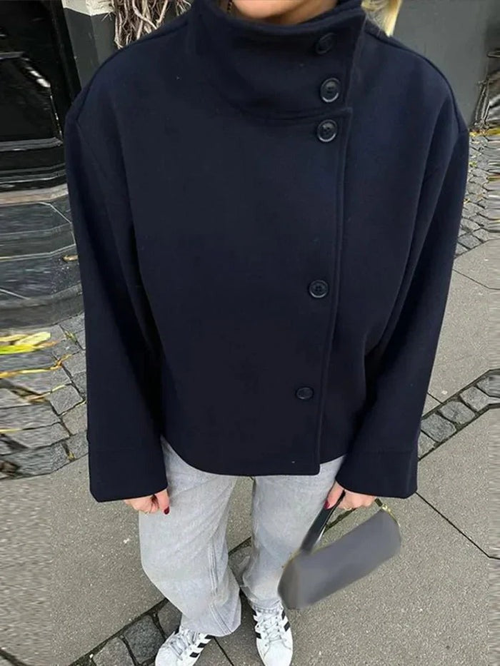 Manteau en laine à col montant
