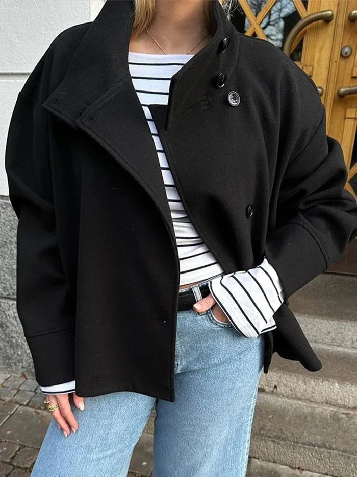 Manteau en laine à col montant