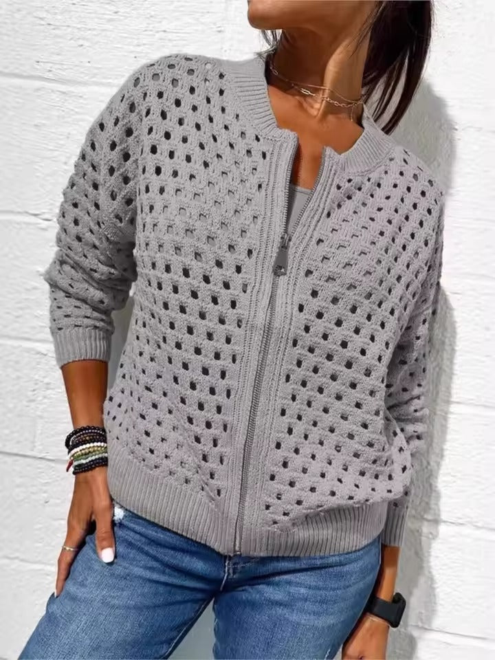 Veste tricotée ajourée pour femme