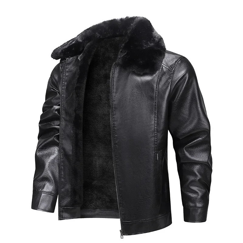 Veste en cuir molletonné épais