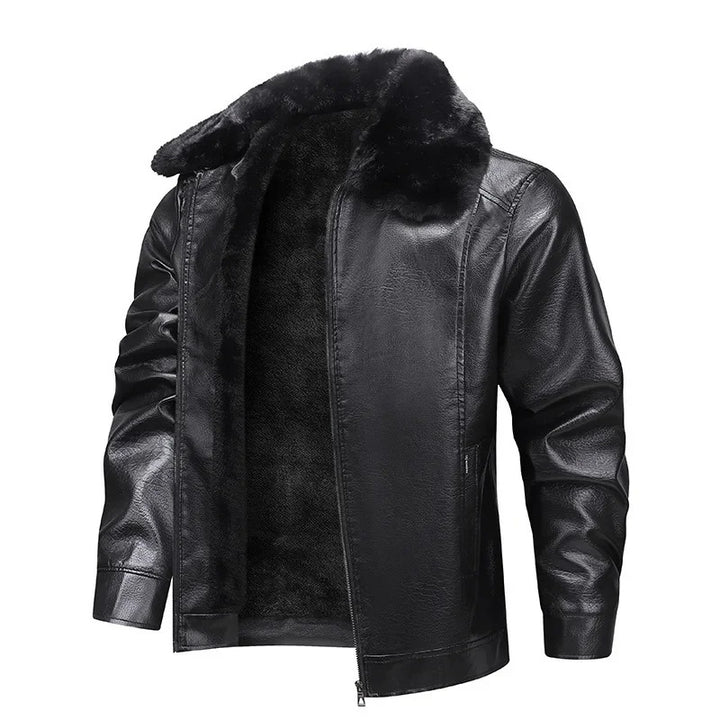 Veste en cuir molletonné épais