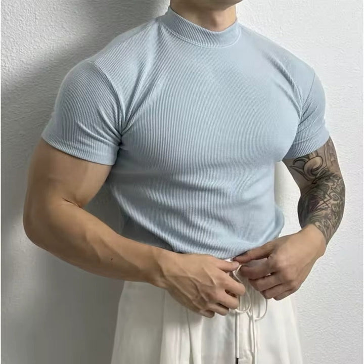T-shirt slim à col montant