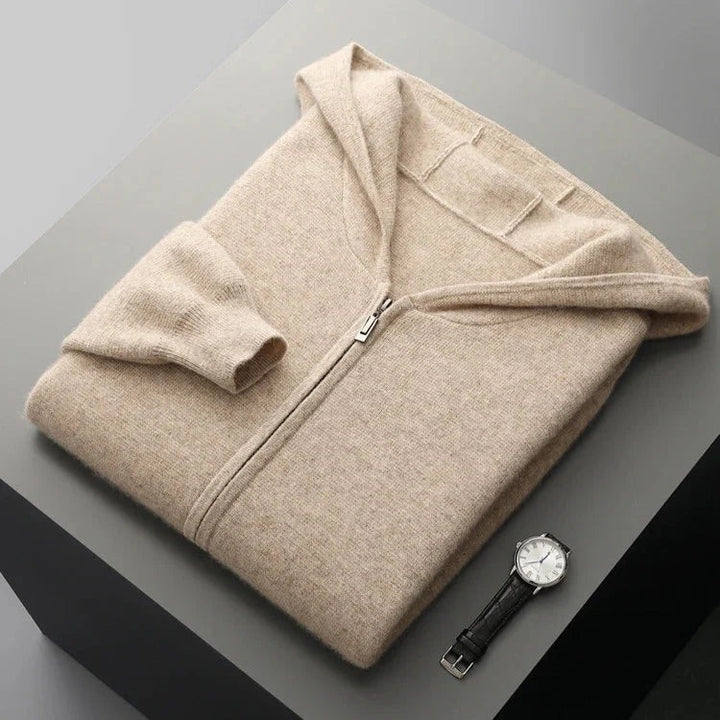 Sweat à capuche zippé en cachemire