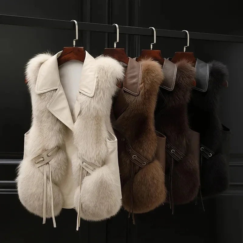 Gilet sans manches en fausse fourrure