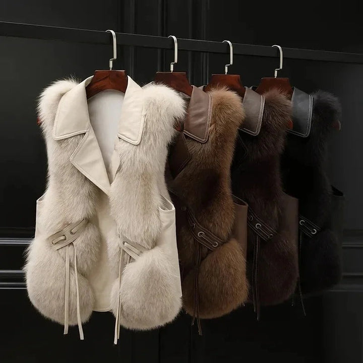 Gilet sans manches en fausse fourrure