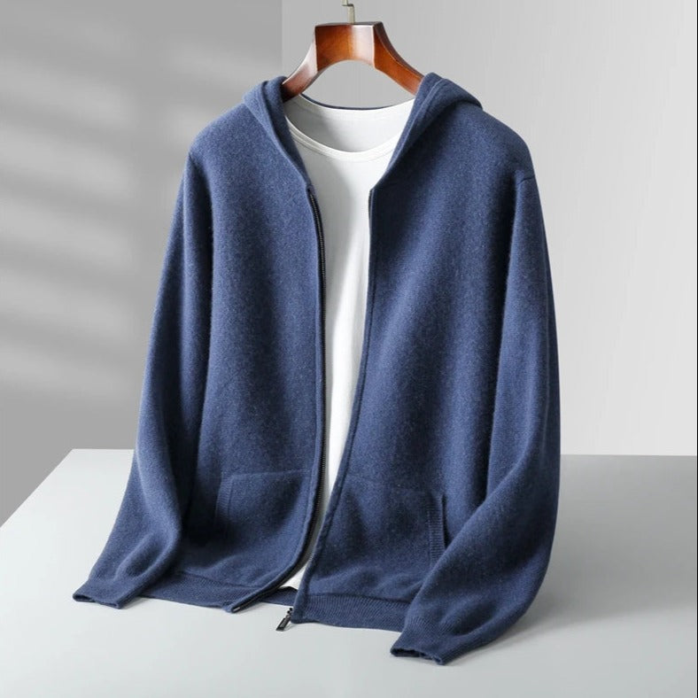 Sweat à capuche zippé en cachemire