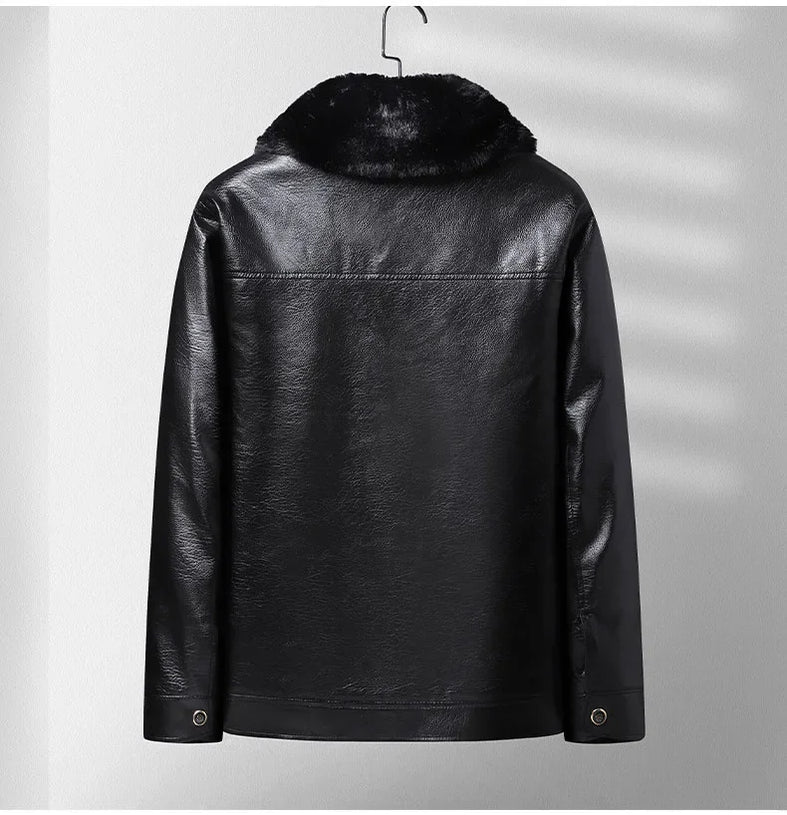 Veste en cuir molletonné épais