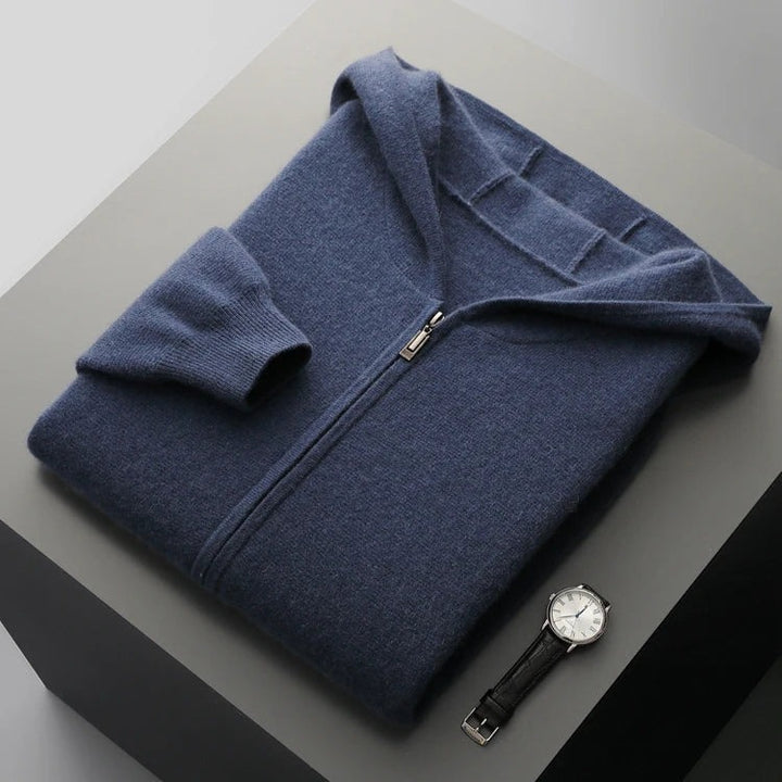 Sweat à capuche zippé en cachemire