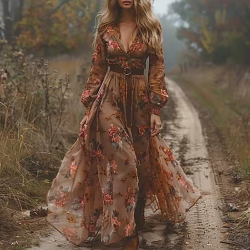 Robe longue à imprimé Floral pour femmes