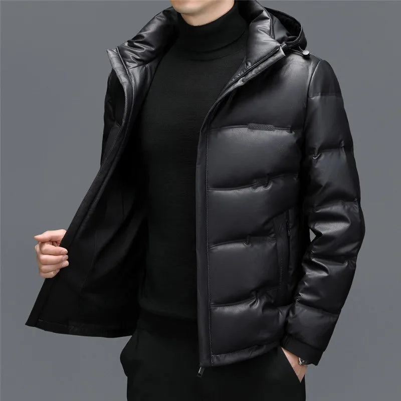 Belmont Genuine Leather Duck Down Jacket