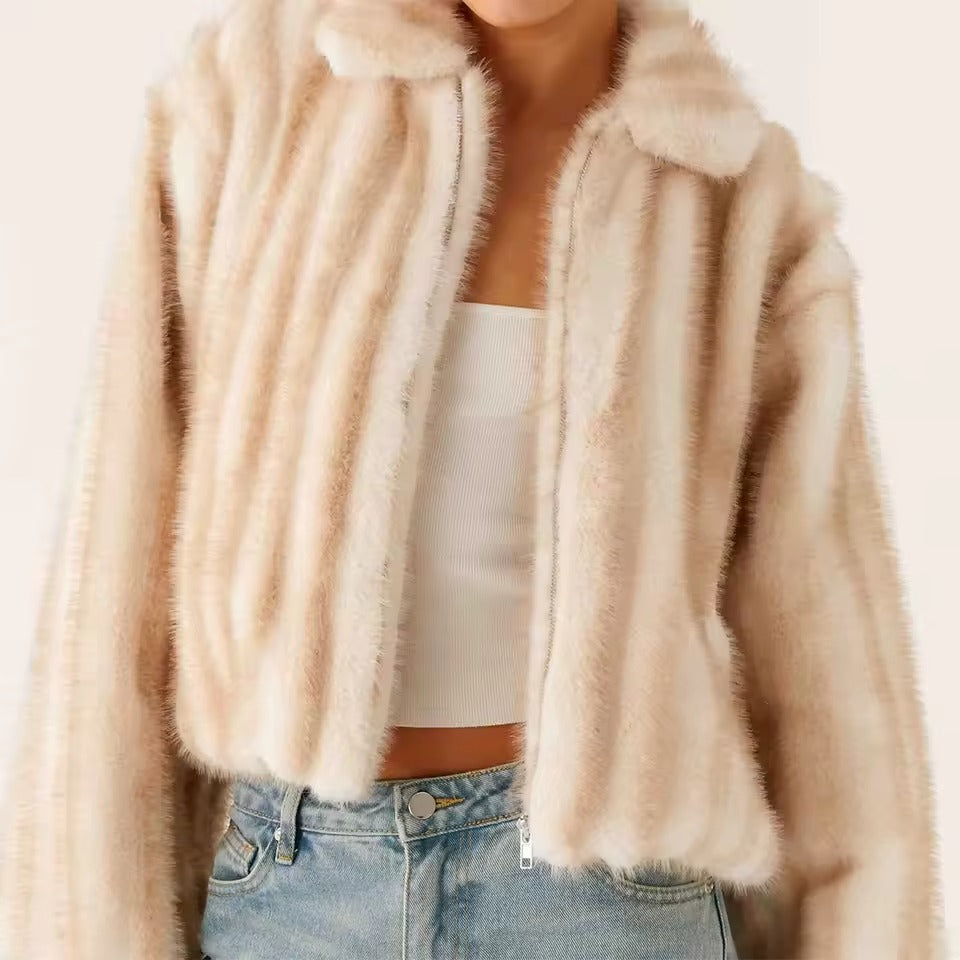 Veste ample en fausse fourrure pour l'hiver