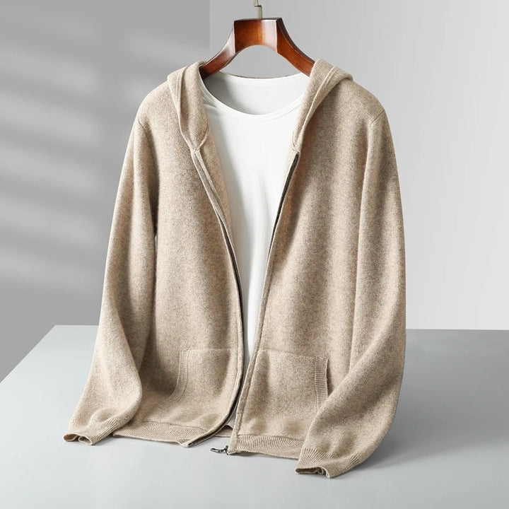 Sweat à capuche zippé en cachemire