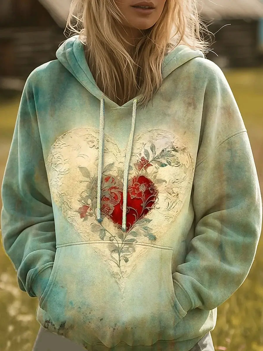 Evelyn Garden Heart Quilted Hoodie