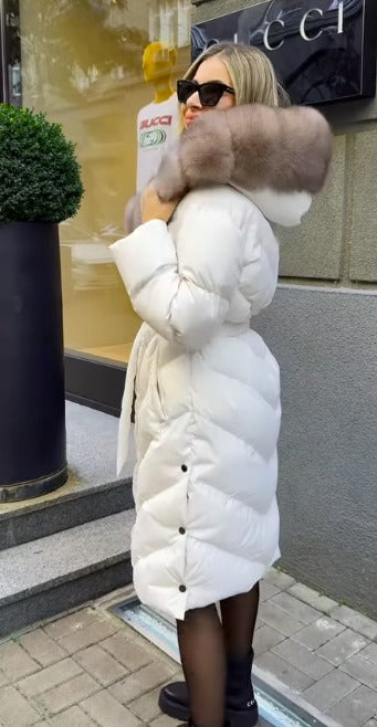 Manteau élégante et décontractée à col en fausse fourrure