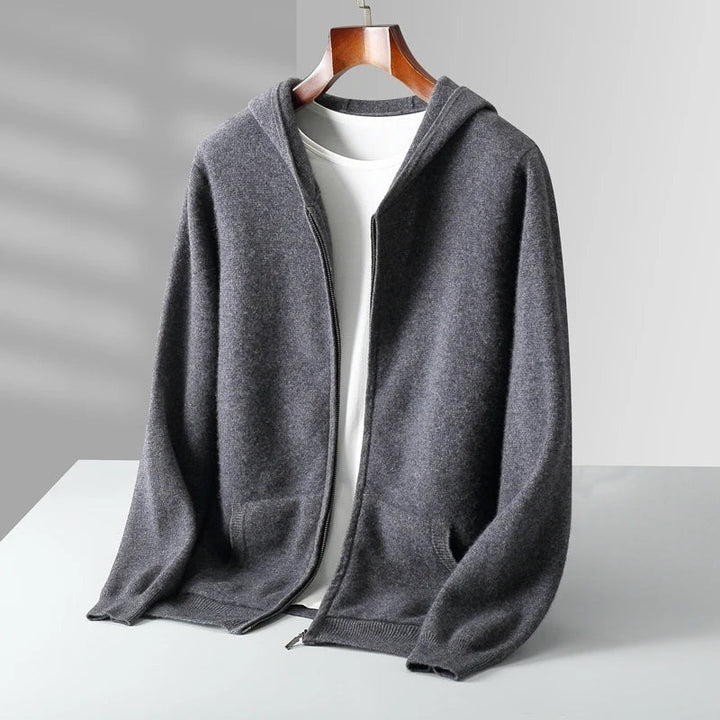 Sweat à capuche zippé en cachemire