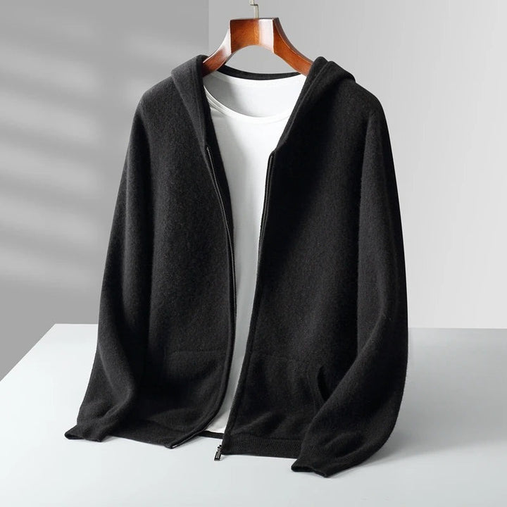 Sweat à capuche zippé en cachemire