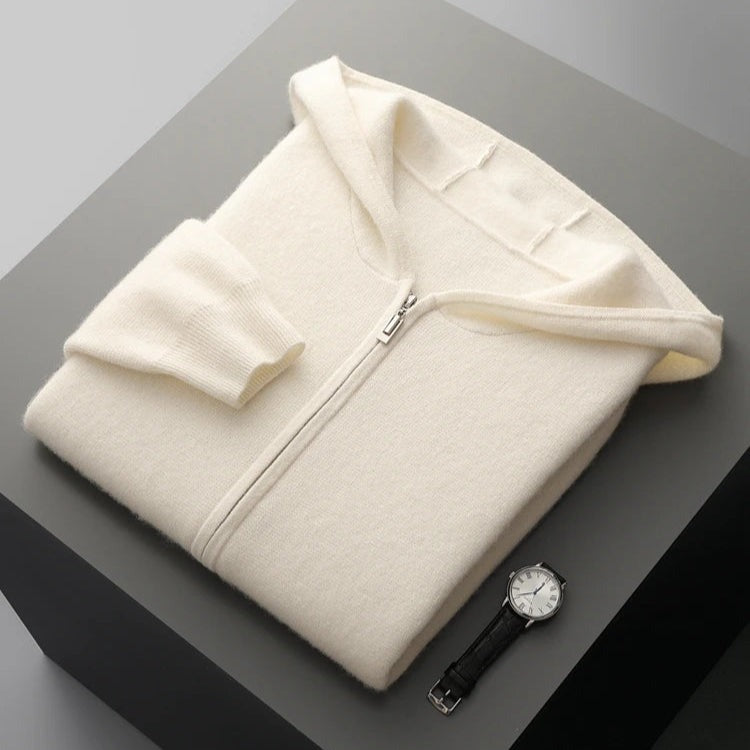 Sweat à capuche zippé en cachemire
