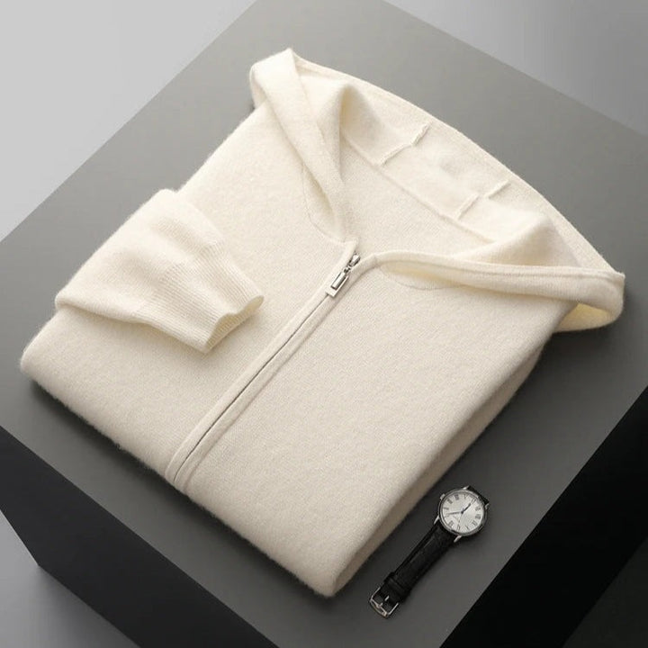 Sweat à capuche zippé en cachemire