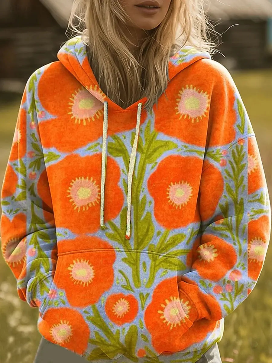 Poppy Bright Meadow Quilted Hoodie